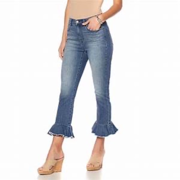 Diane Gilman Ruffled Cropped Jeans - Picture 2 of 3